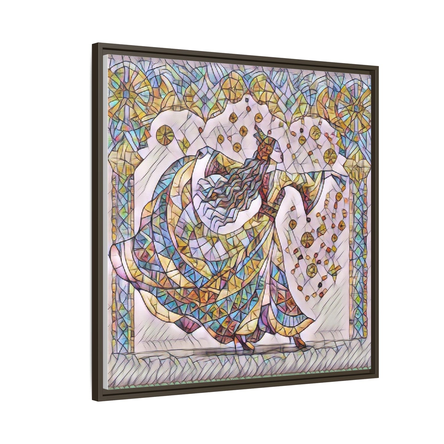 Stained Glass Dancing Dervish Framed Canvas Art