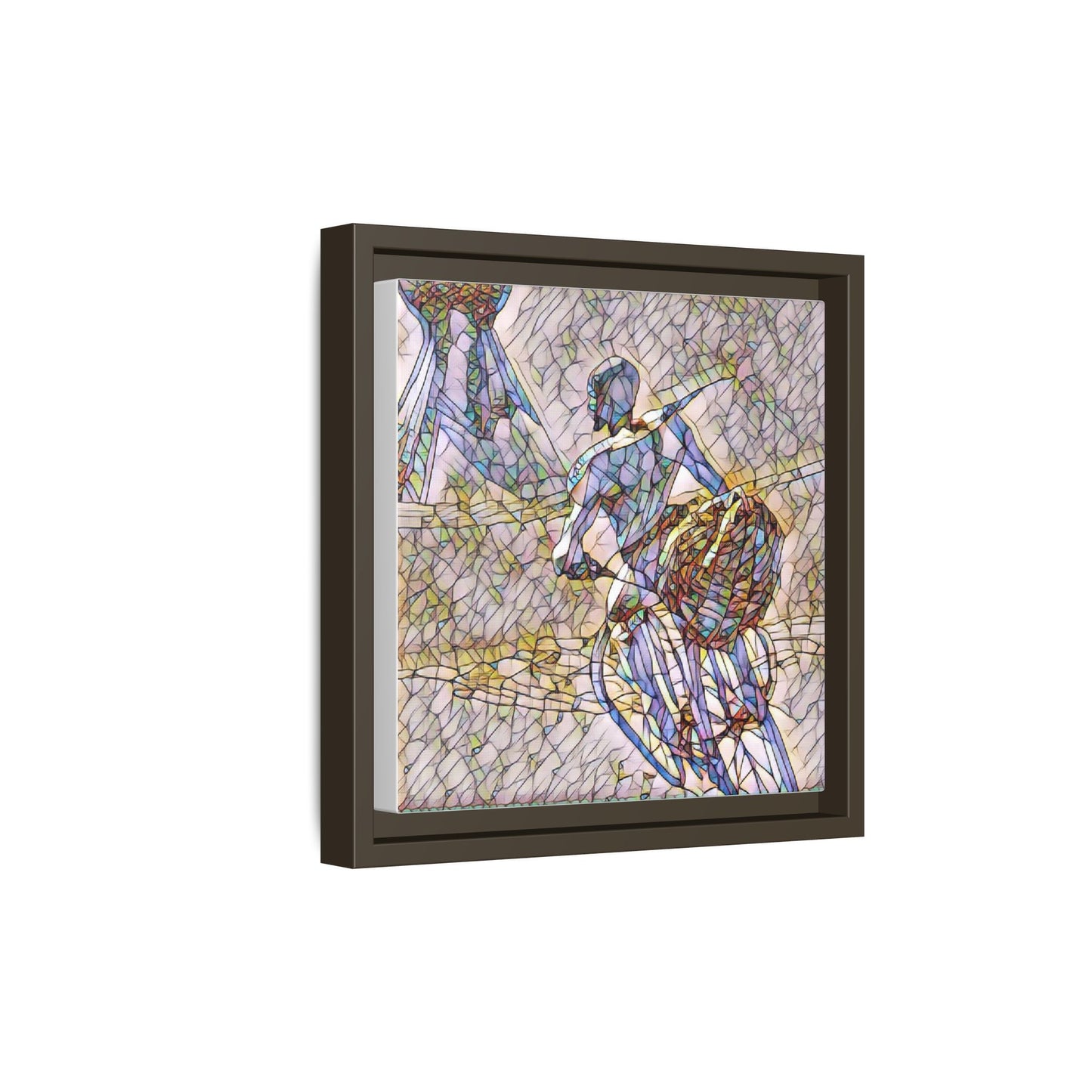 Abstract Stained-Glass Warrior Matte Framed Canvas