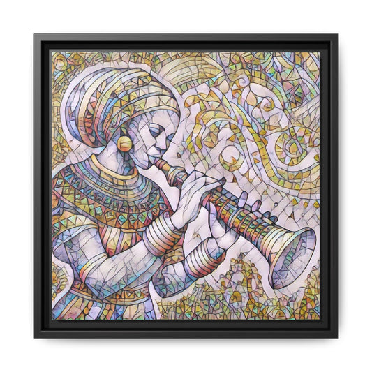 Egyptian Flutist Mosaic Matte Canvas Framed Art