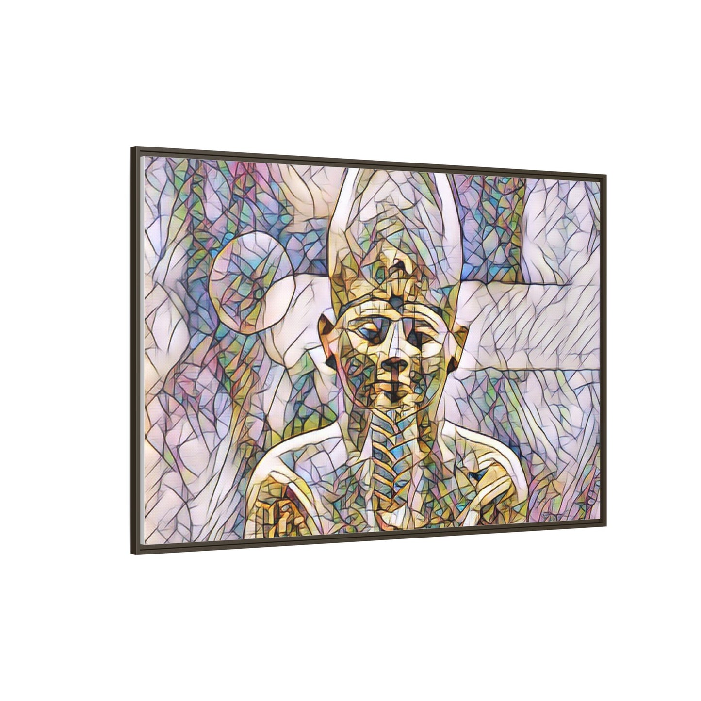 Egyptian Pharaoh Stained-Glass Style Matte Canvas Print, Framed