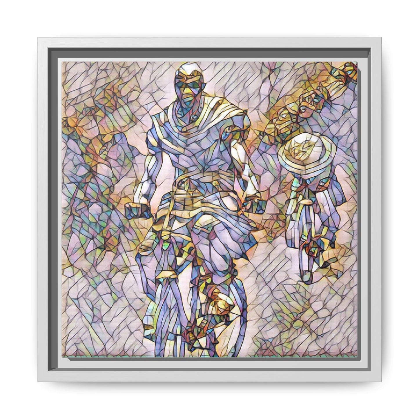 Framed Matte Canvas — Abstract Cyclist Artwork (Multi‑Color)