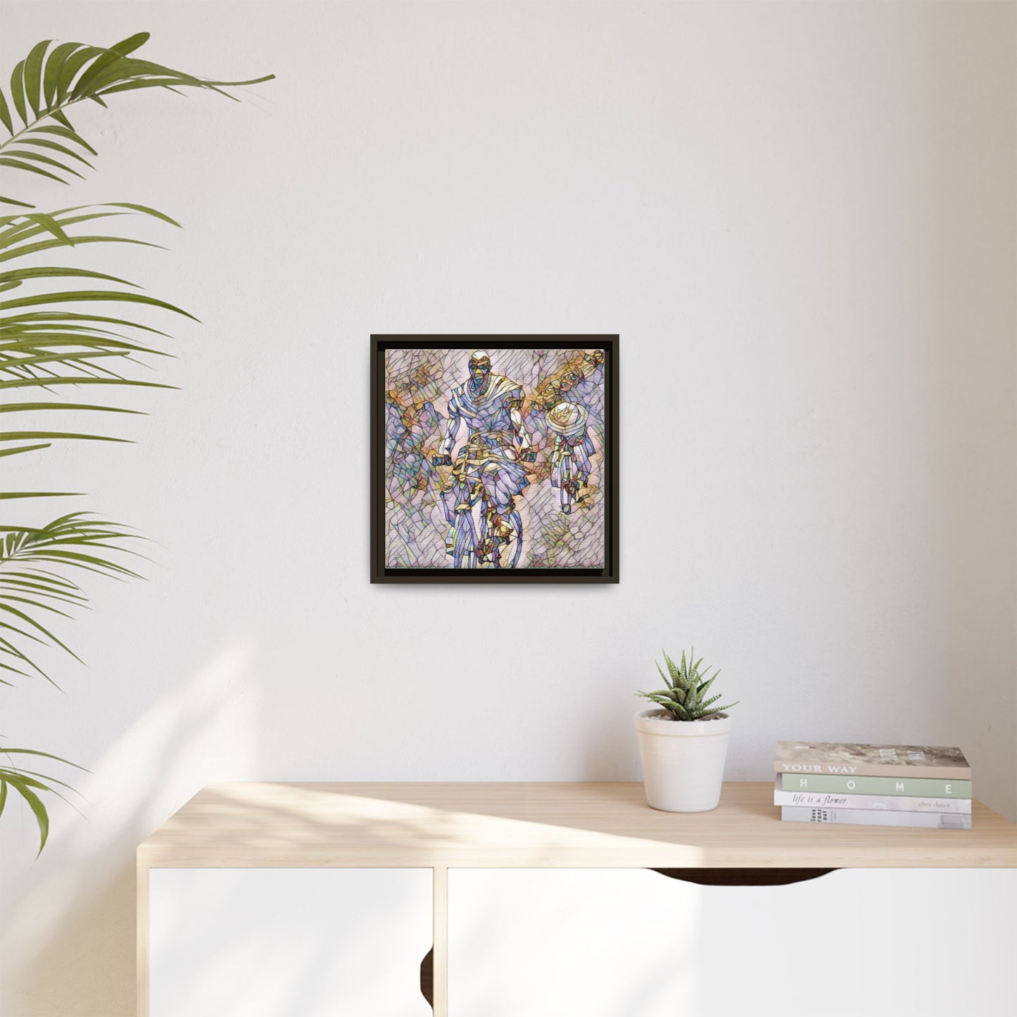 Framed Matte Canvas — Abstract Cyclist Artwork (Multi‑Color)