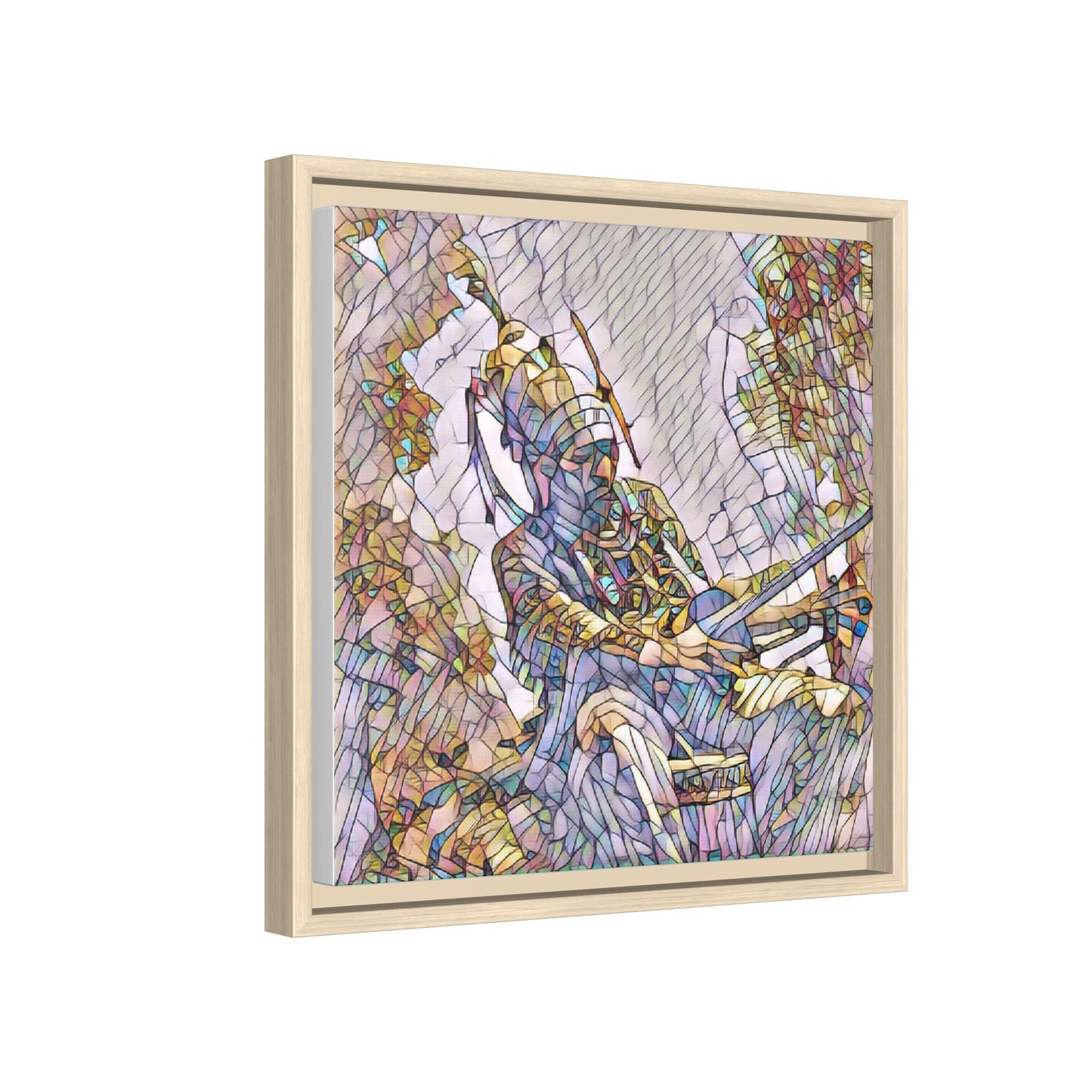 Framed Archery Canvas Print — Stained-Glass Archer Wall Art