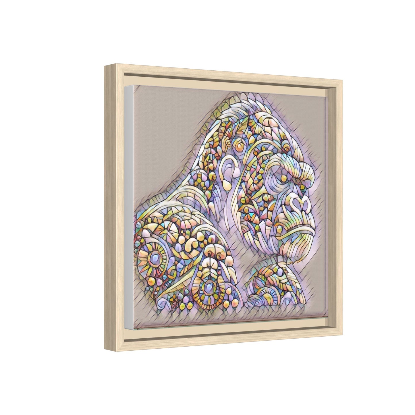 Colorful Ornate Gorilla Matte Canvas Framed Wall Art