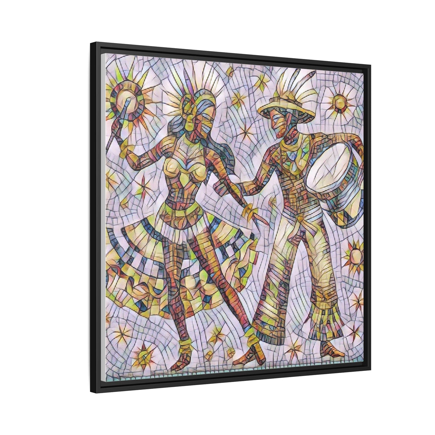 Carnival Dancers Framed Canvas Art – Colorful Samba Couple Print