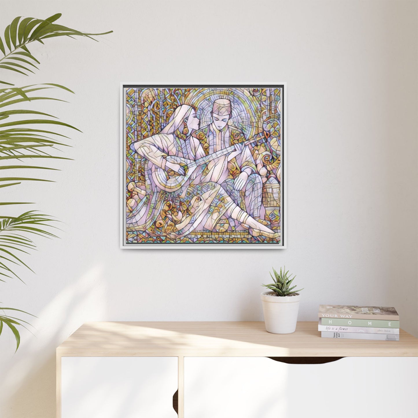 Love Song Serenade - Framed Canvas Wall Art | Guitar Player Romantic Print