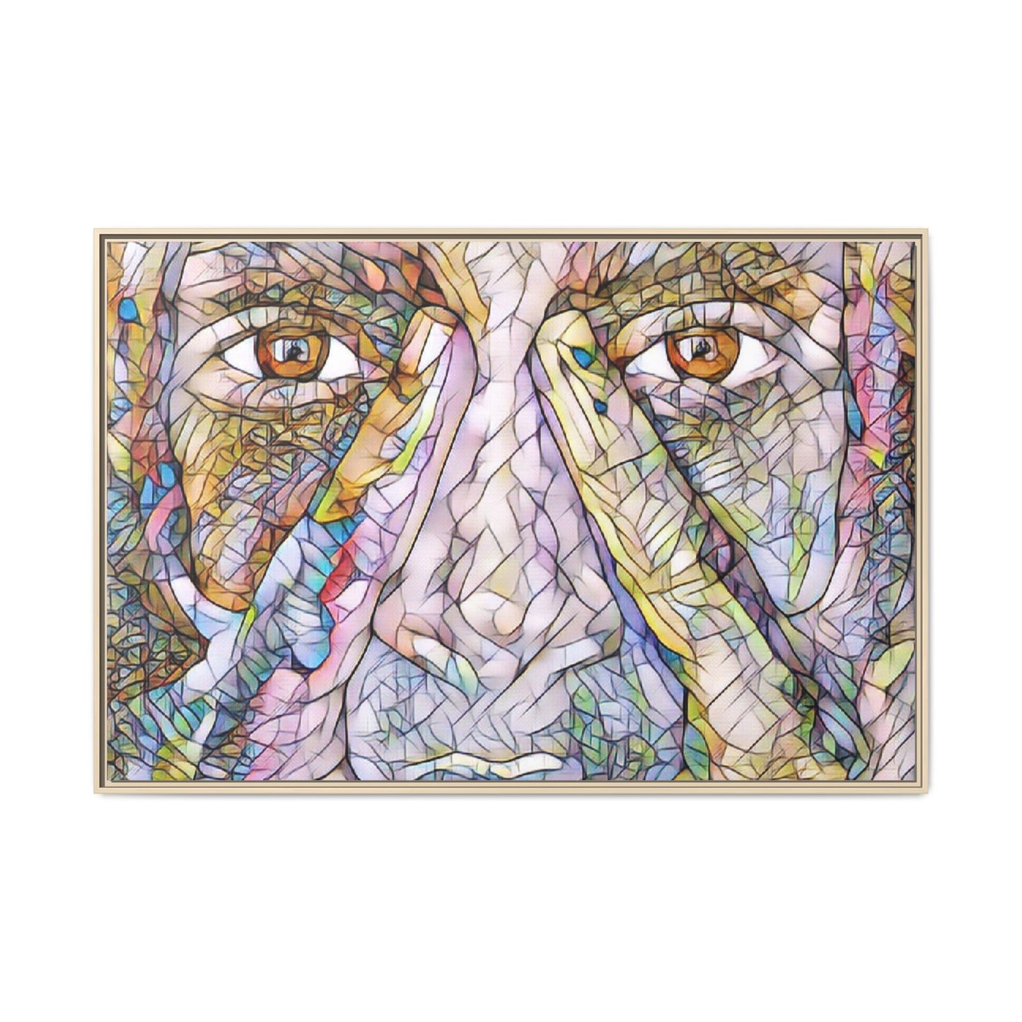 Abstract Stained-Glass Face Matte Canvas Framed Wall Art