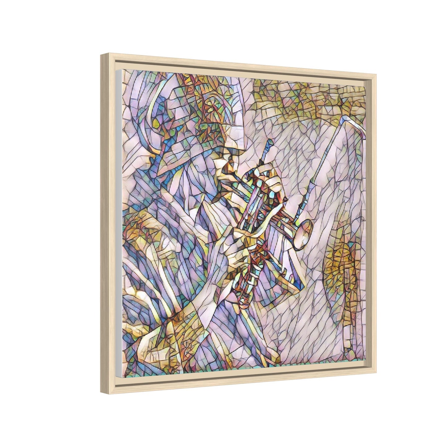 Framed Abstract Trumpet Player Matte Canvas Art