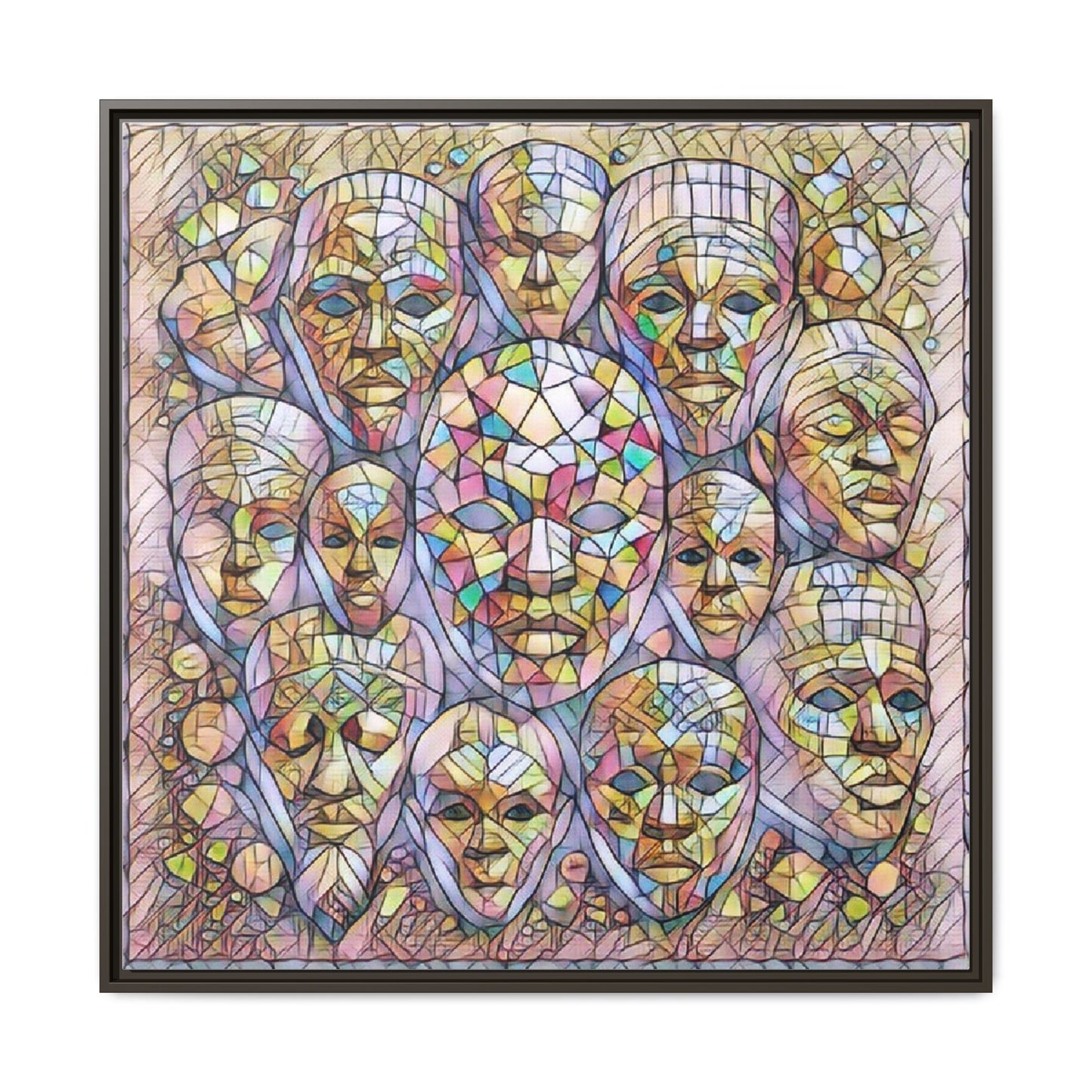 Framed Art Print — Mosaic Faces Matte Canvas