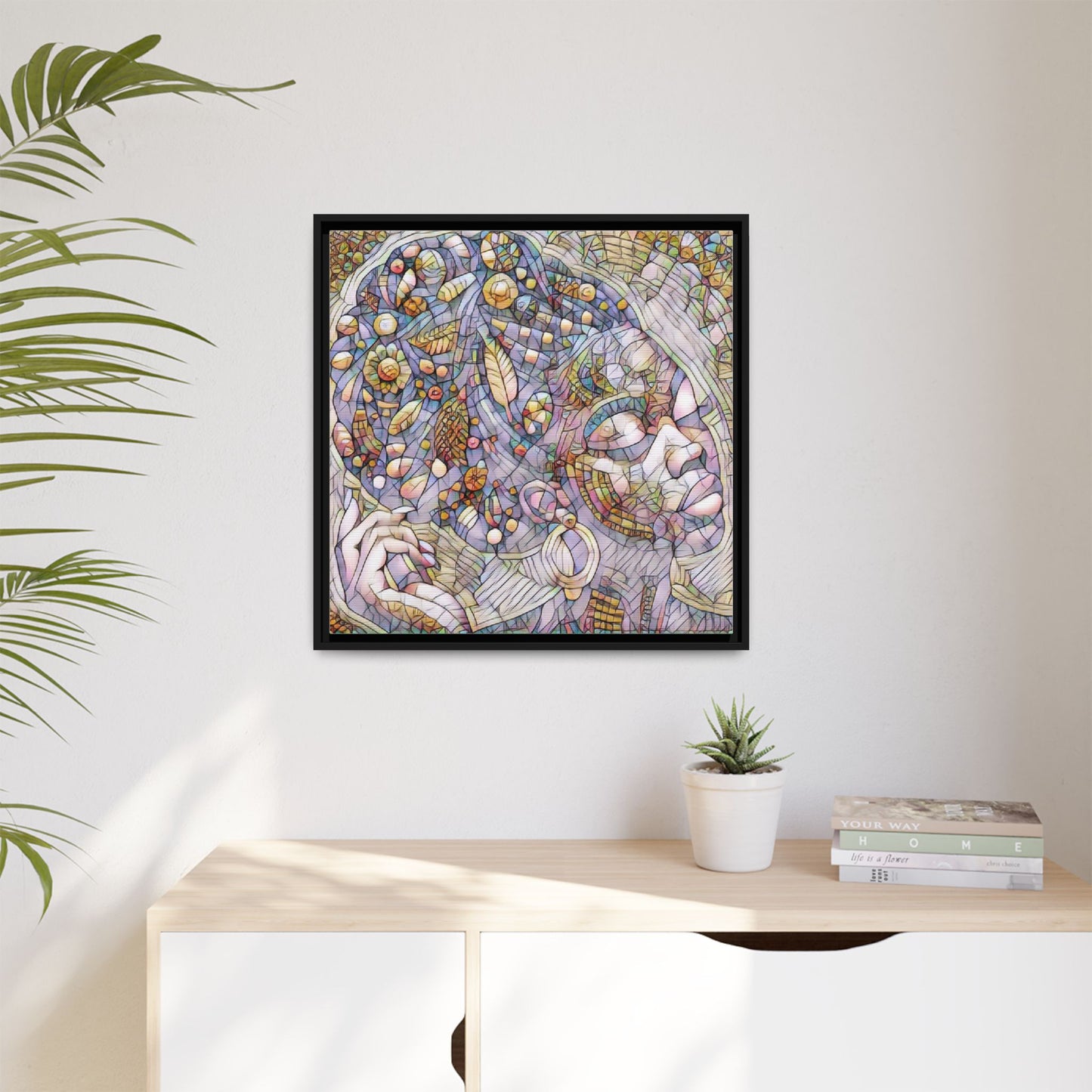 Bohemian Mosaic Woman Matte Canvas Framed Wall Art