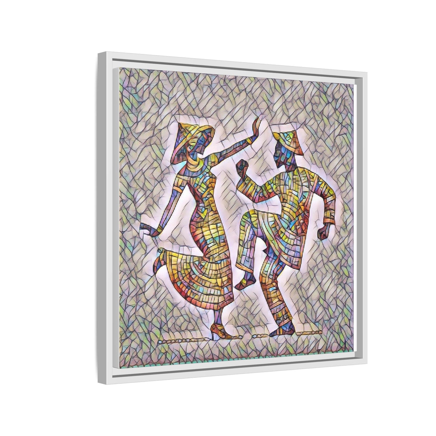 Colorful Folk Dance Matte Canvas Print (Framed)
