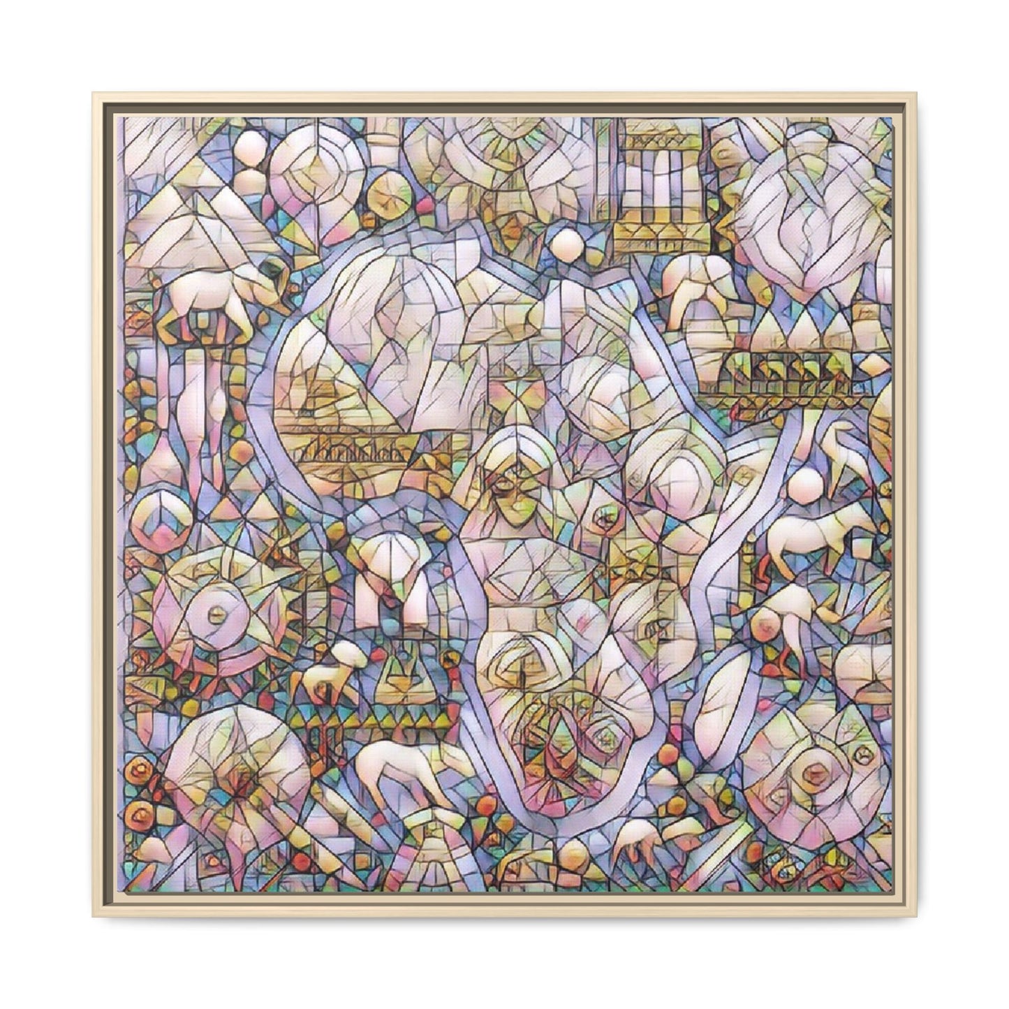 Abstract Stained-Glass Style Framed Canvas Print