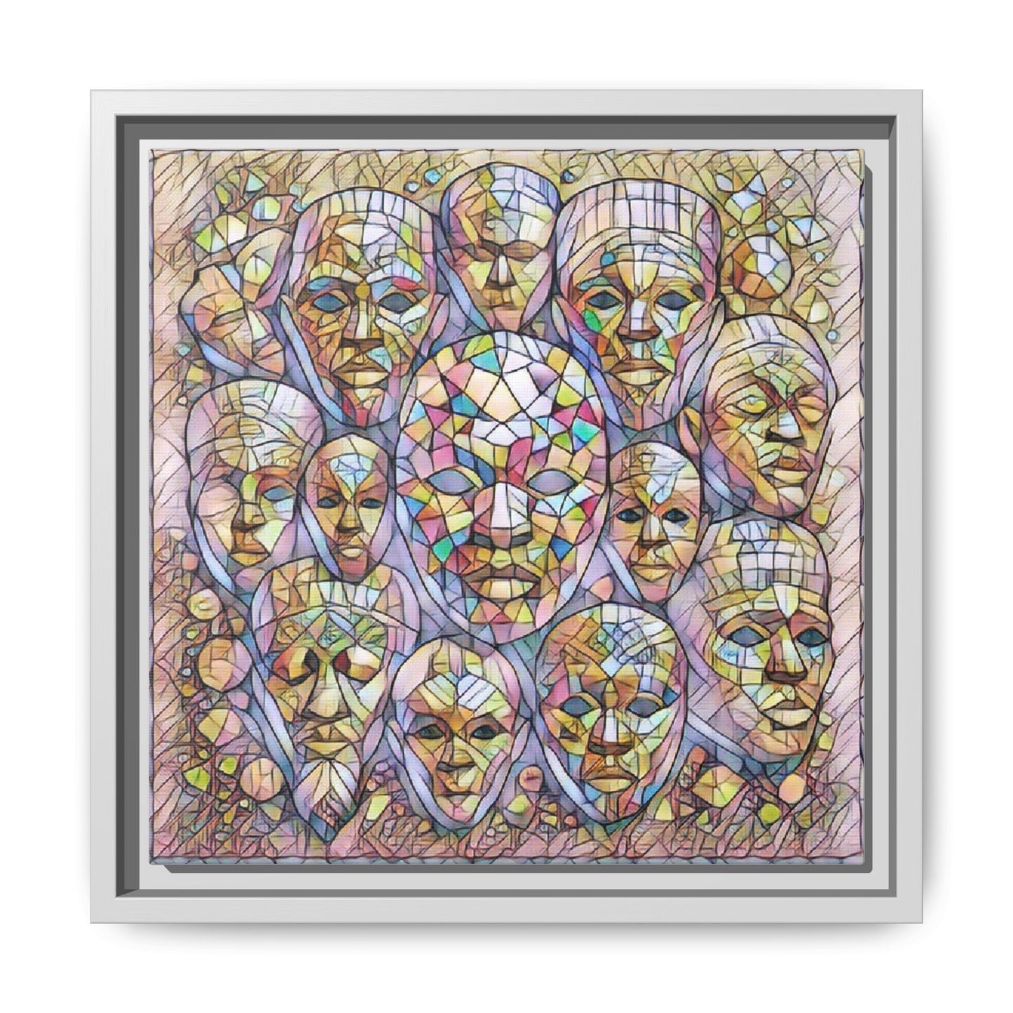 Framed Art Print — Mosaic Faces Matte Canvas