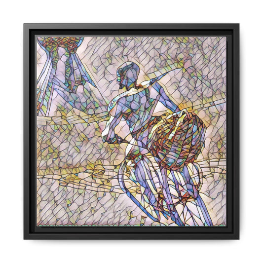 Abstract Stained-Glass Warrior Matte Framed Canvas