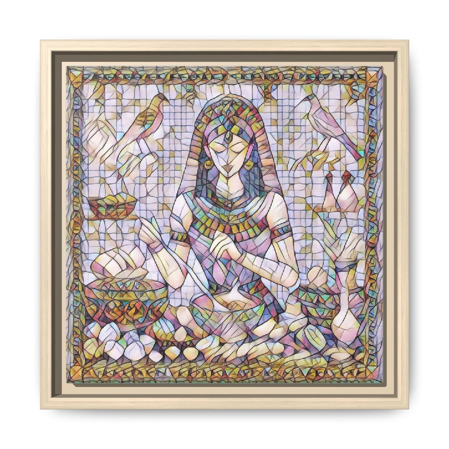 Egyptian Goddess Mosaic Framed Canvas Art