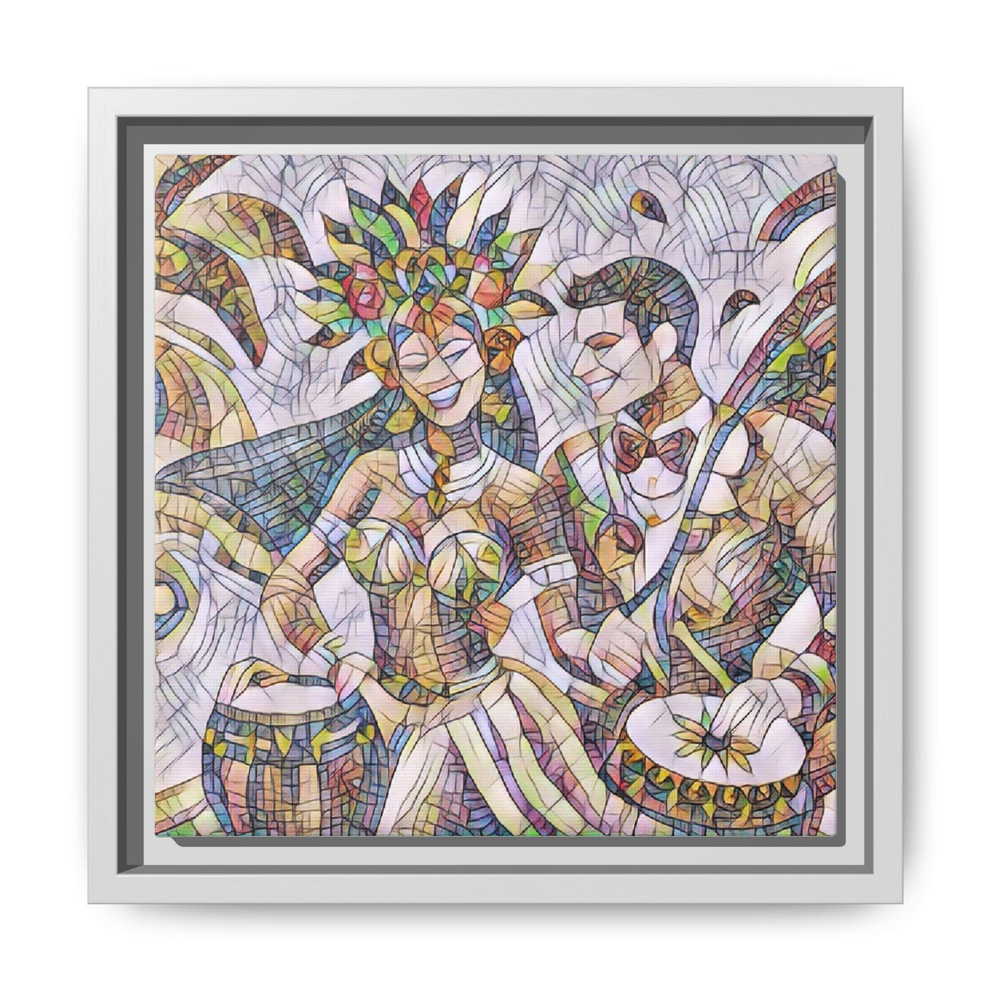 Carnival Samba Dancers Framed Canvas Art — Colorful Brazilian Festival Wall Decor