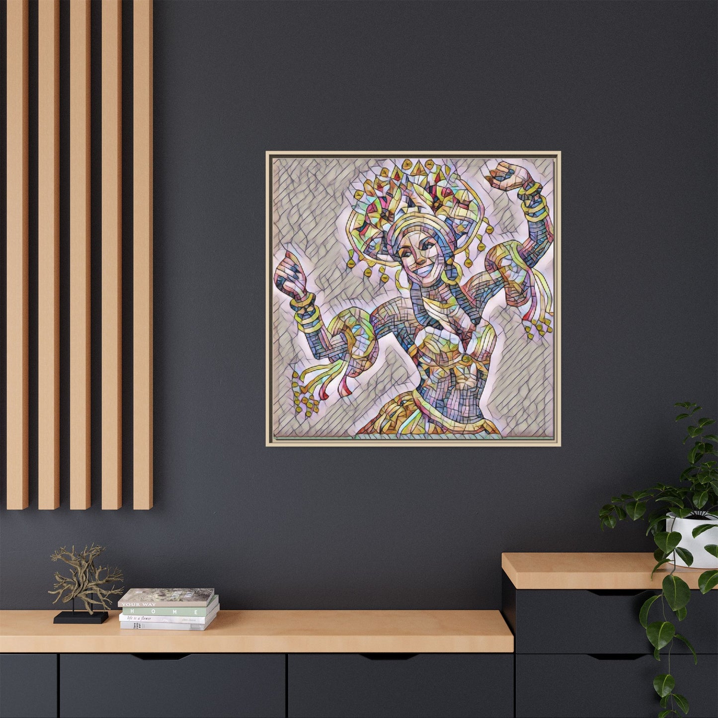 Framed Matte Canvas: Colorful Carnival Dancer Artwork – Vibrant Ethnic Dance Wall Art
