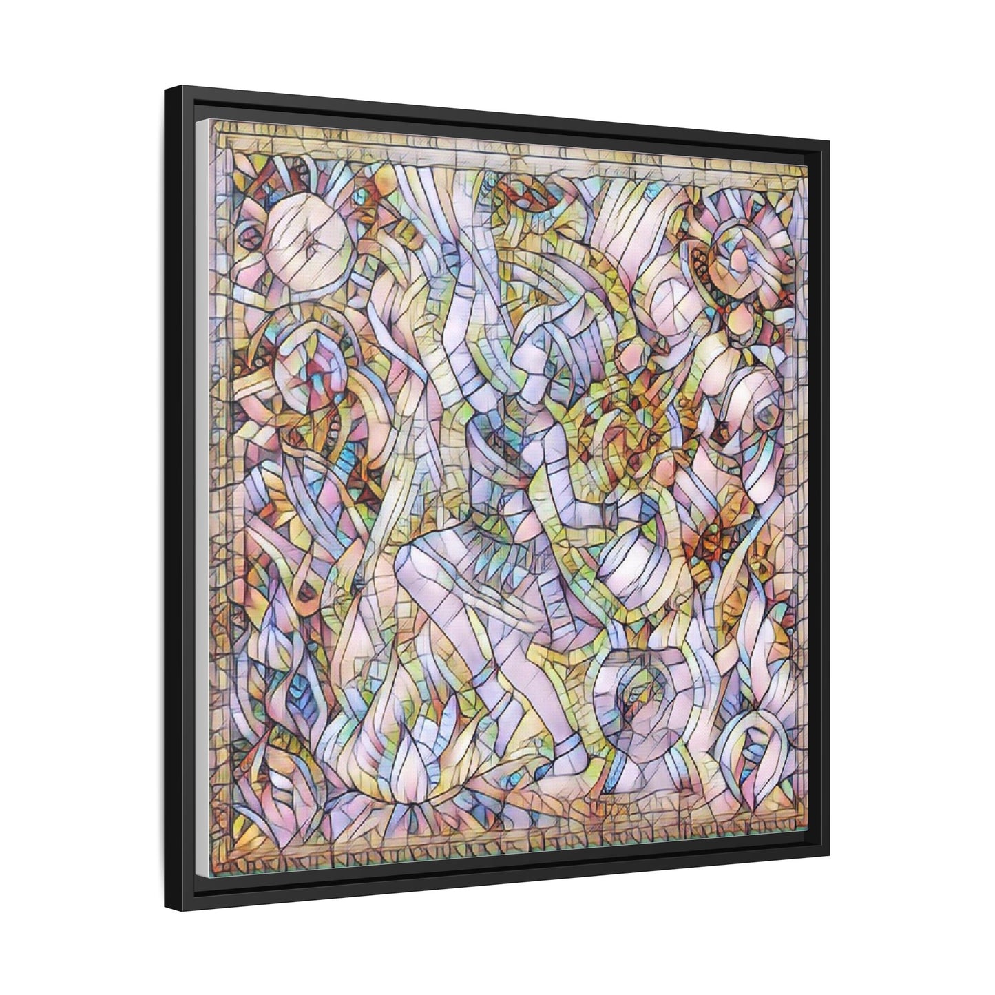 Abstract Stained Glass Dance Matte Framed Canvas
