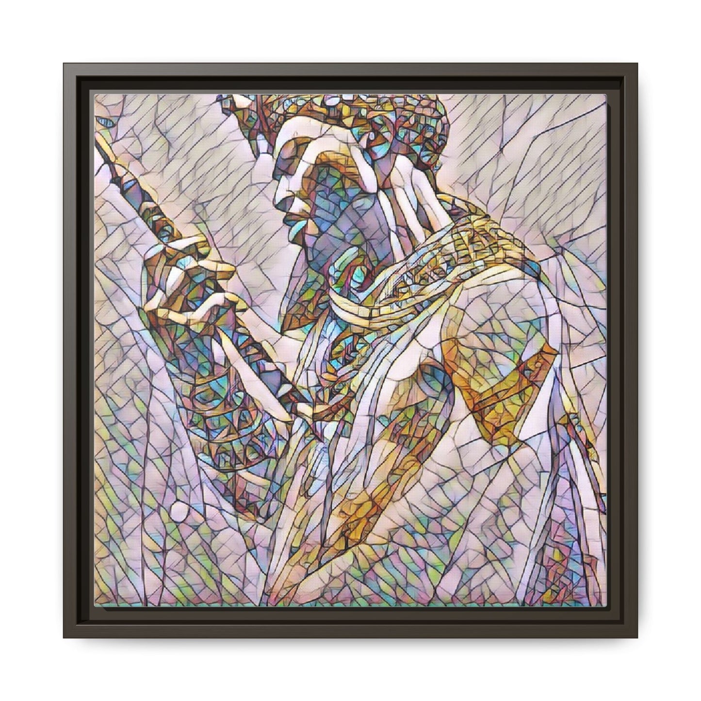 Egyptian Pharaoh Stained Glass Art — Framed Matte Canvas