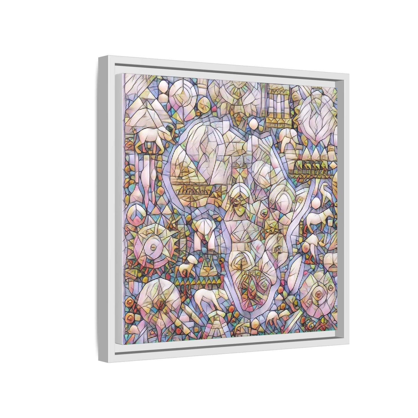 Abstract Stained-Glass Style Framed Canvas Print