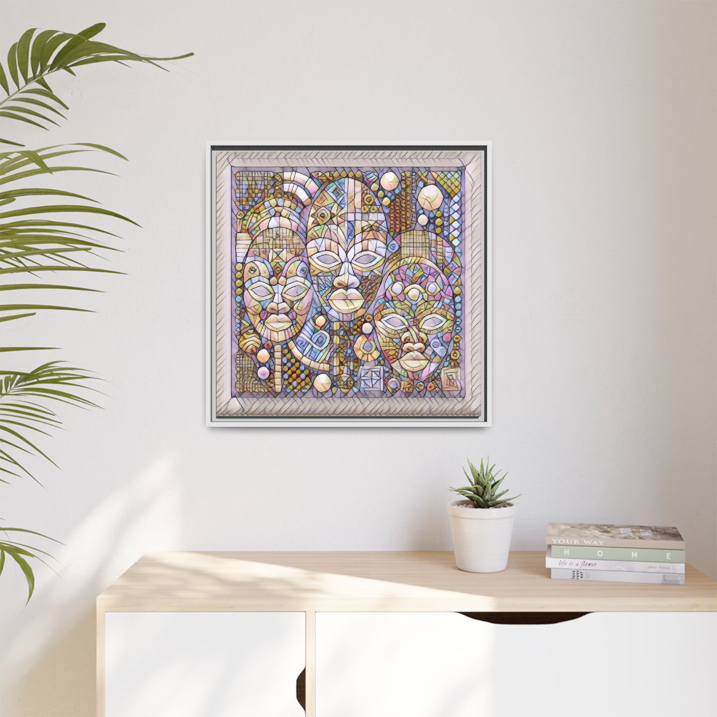 Abstract African Mask Art — Framed Matte Canvas Wall Art