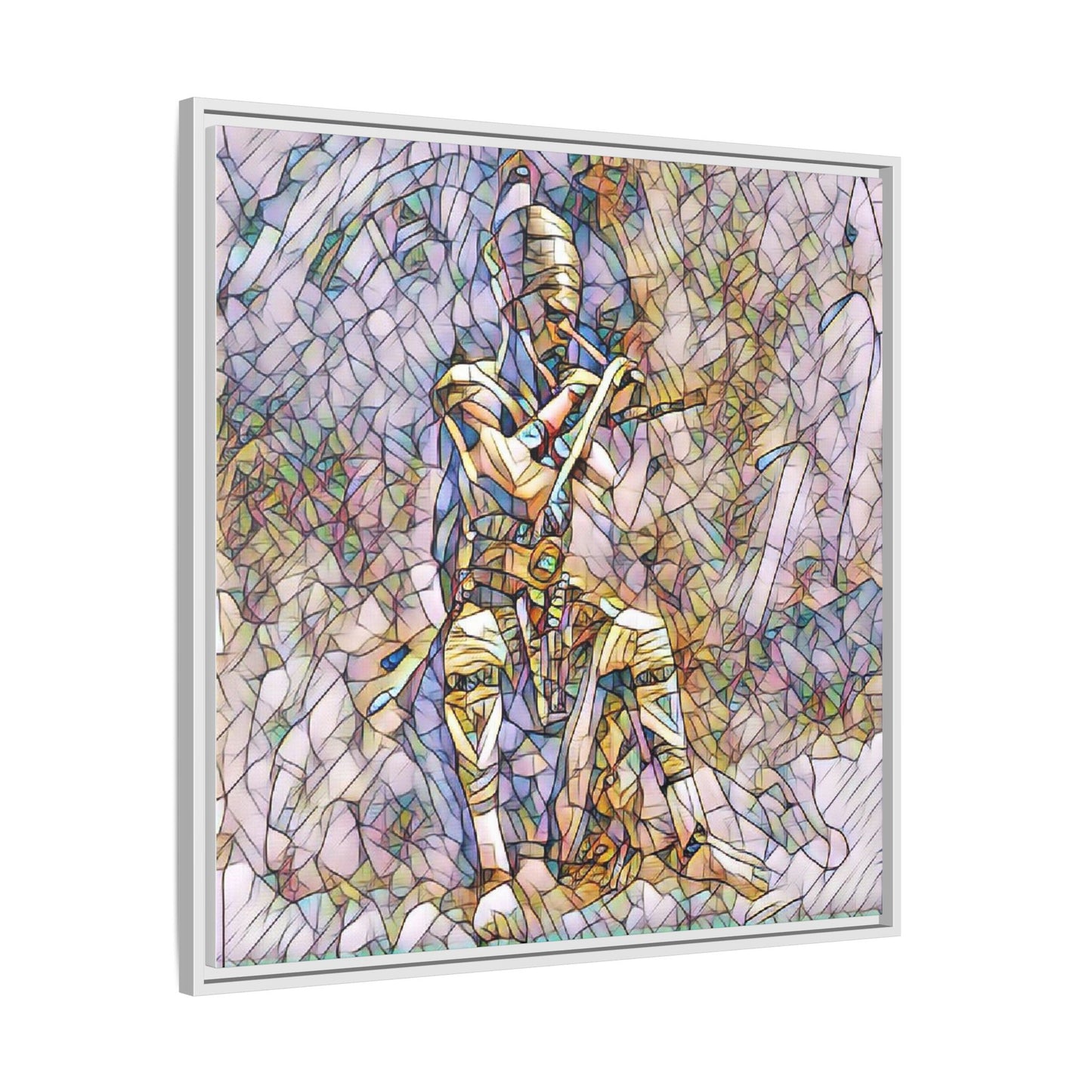 Framed Matte Canvas - Stained Glass Knight Artwork
