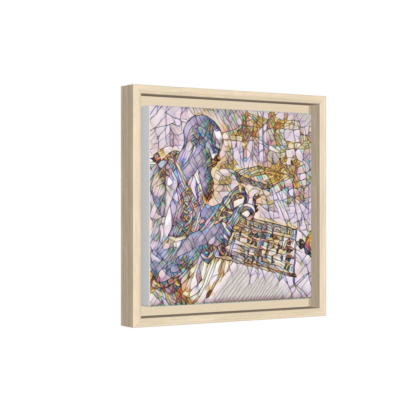 Framed Matte Canvas Art – Abstract Musician with Keyboard (Multi-Color)