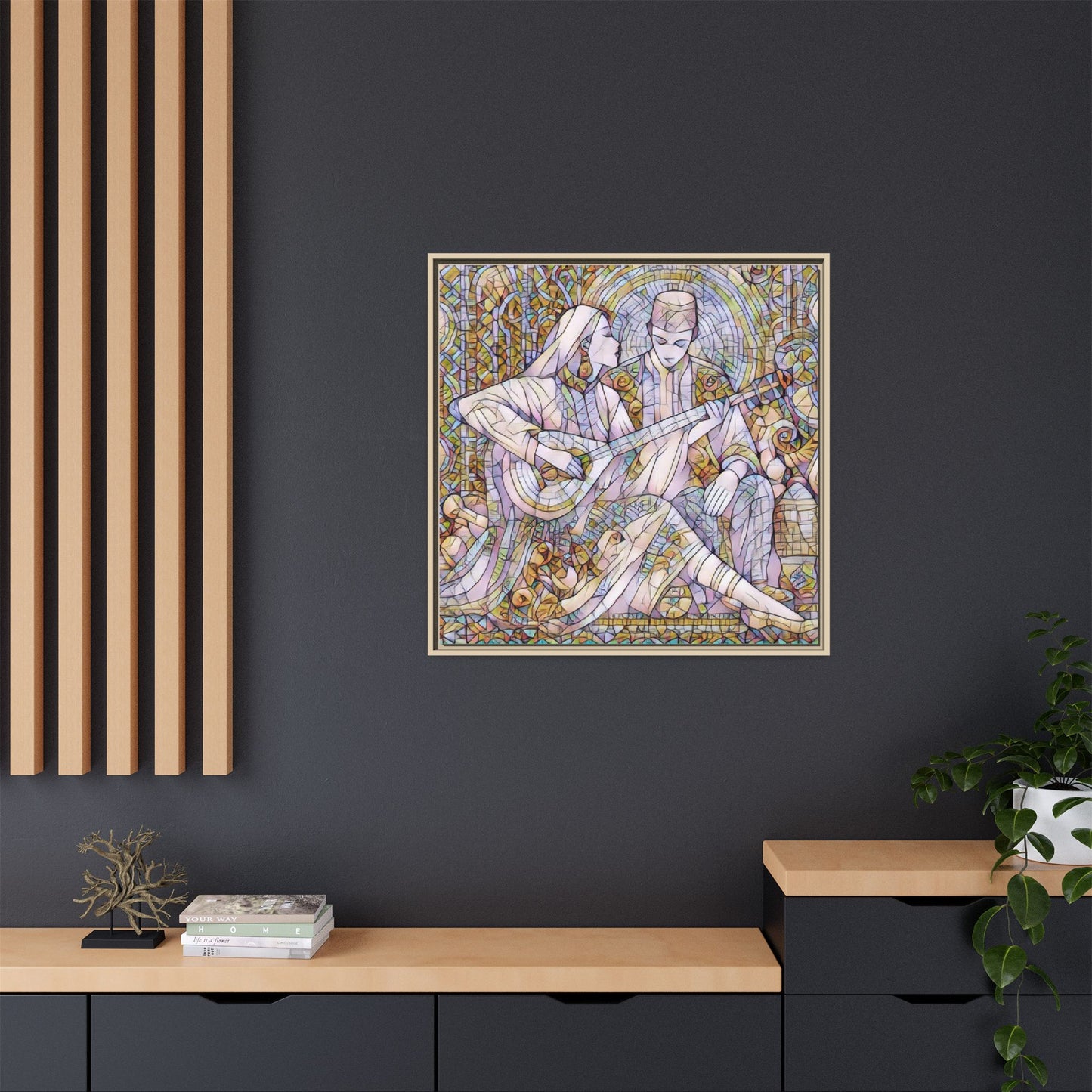 Love Song Serenade - Framed Canvas Wall Art | Guitar Player Romantic Print