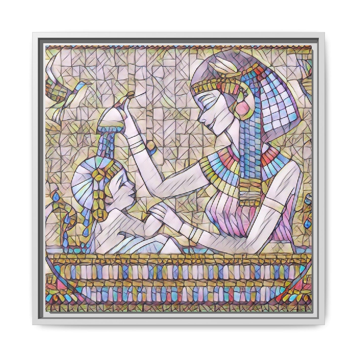 Egyptian Mosaic Mother & Child Framed Matte Canvas