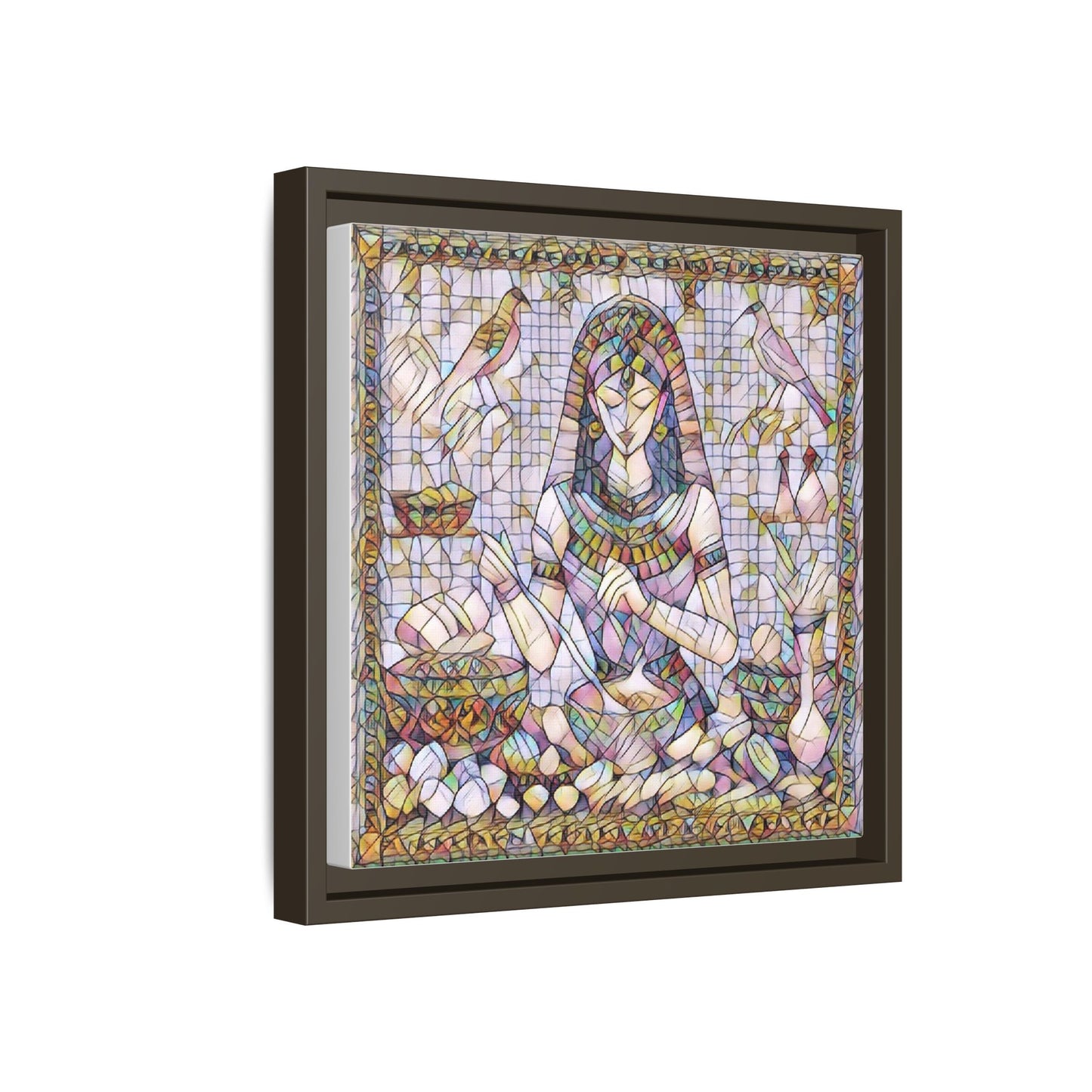 Egyptian Goddess Mosaic Framed Canvas Art