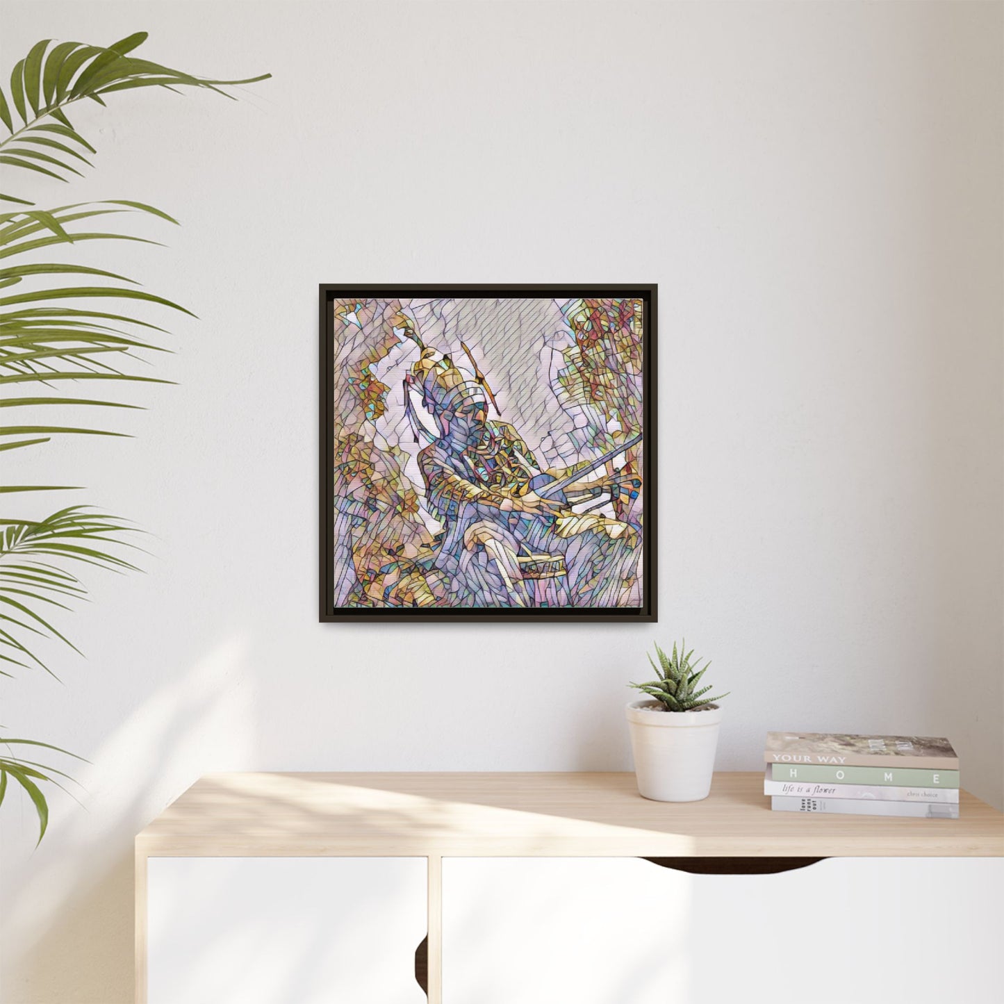 Framed Archery Canvas Print — Stained-Glass Archer Wall Art