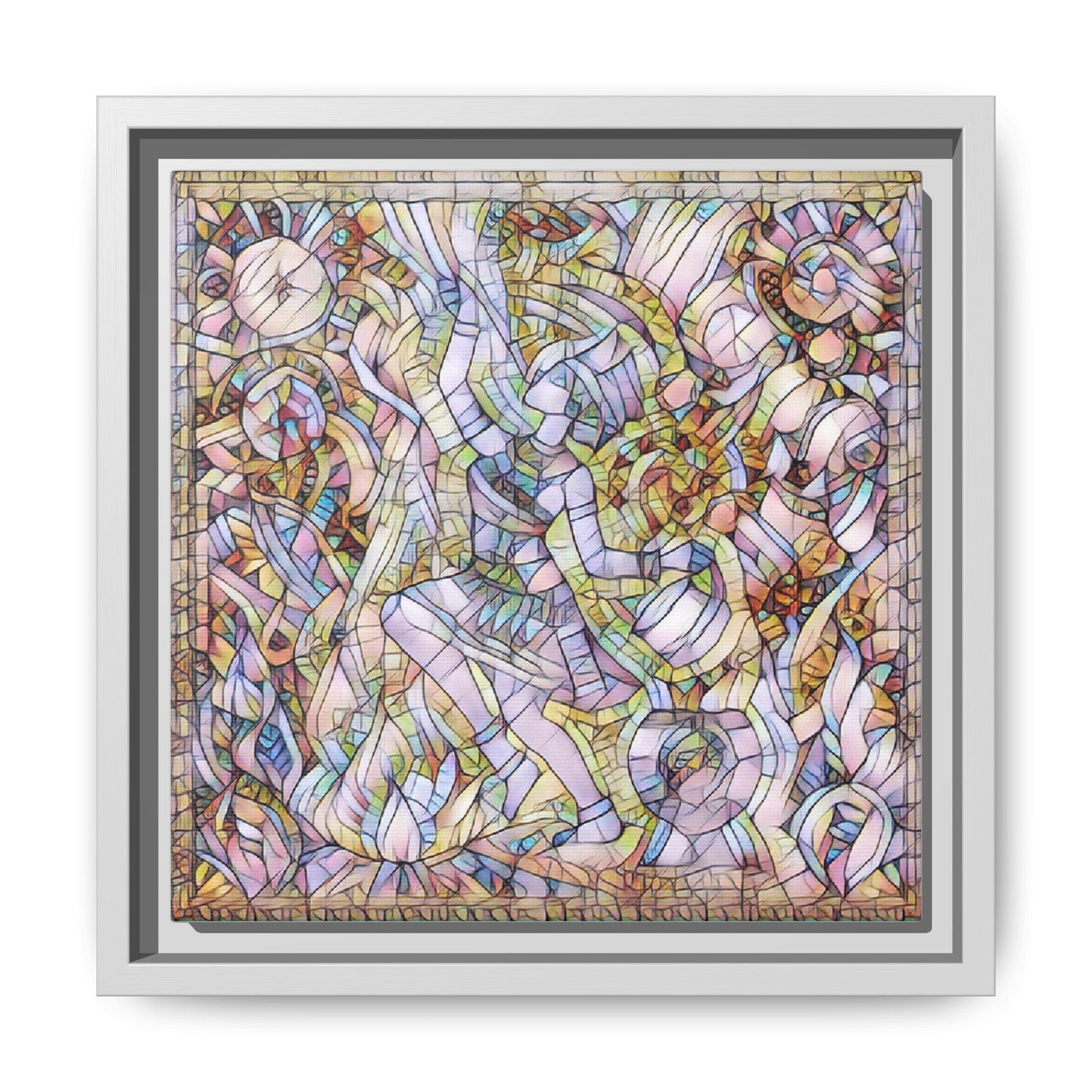 Abstract Stained Glass Dance Matte Framed Canvas