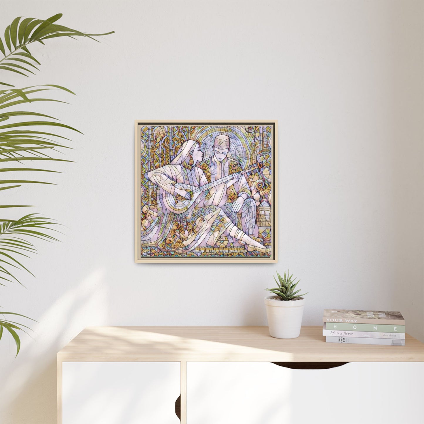 Love Song Serenade - Framed Canvas Wall Art | Guitar Player Romantic Print