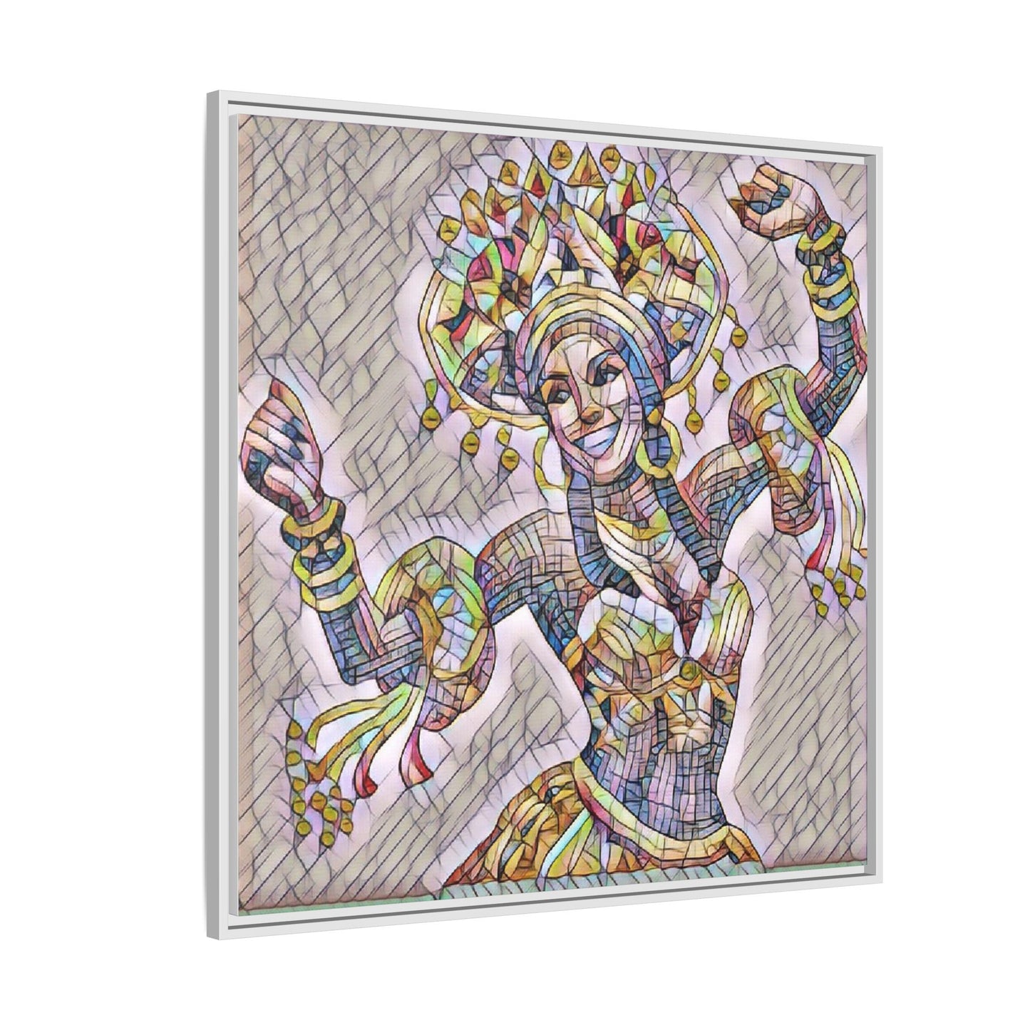 Framed Matte Canvas: Colorful Carnival Dancer Artwork – Vibrant Ethnic Dance Wall Art