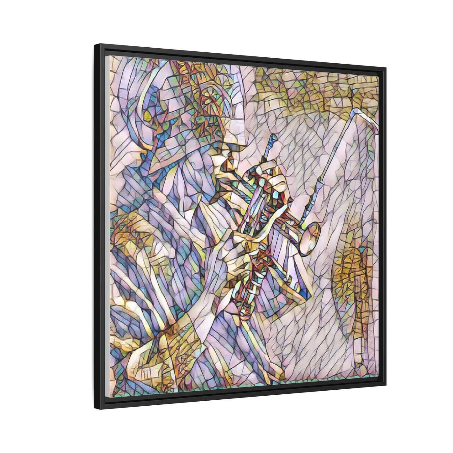 Framed Abstract Trumpet Player Matte Canvas Art