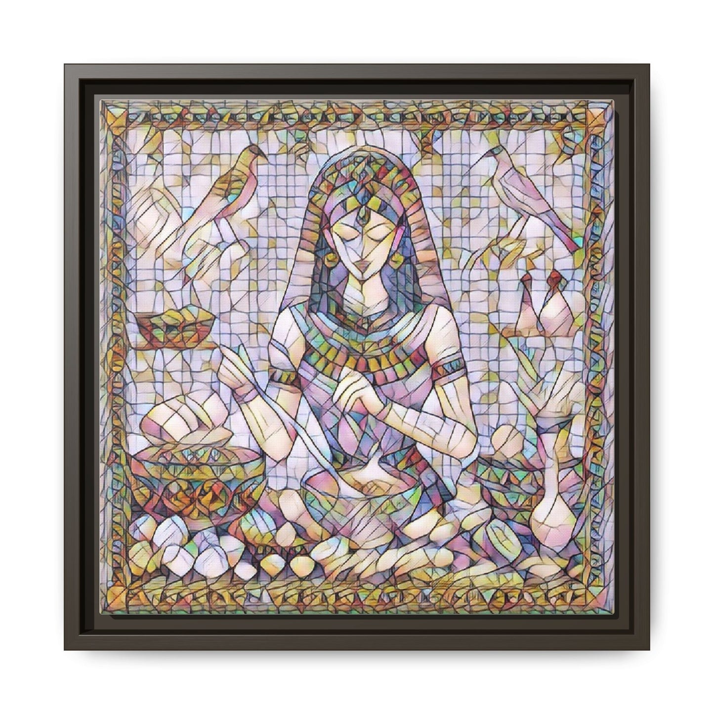 Egyptian Goddess Mosaic Framed Canvas Art