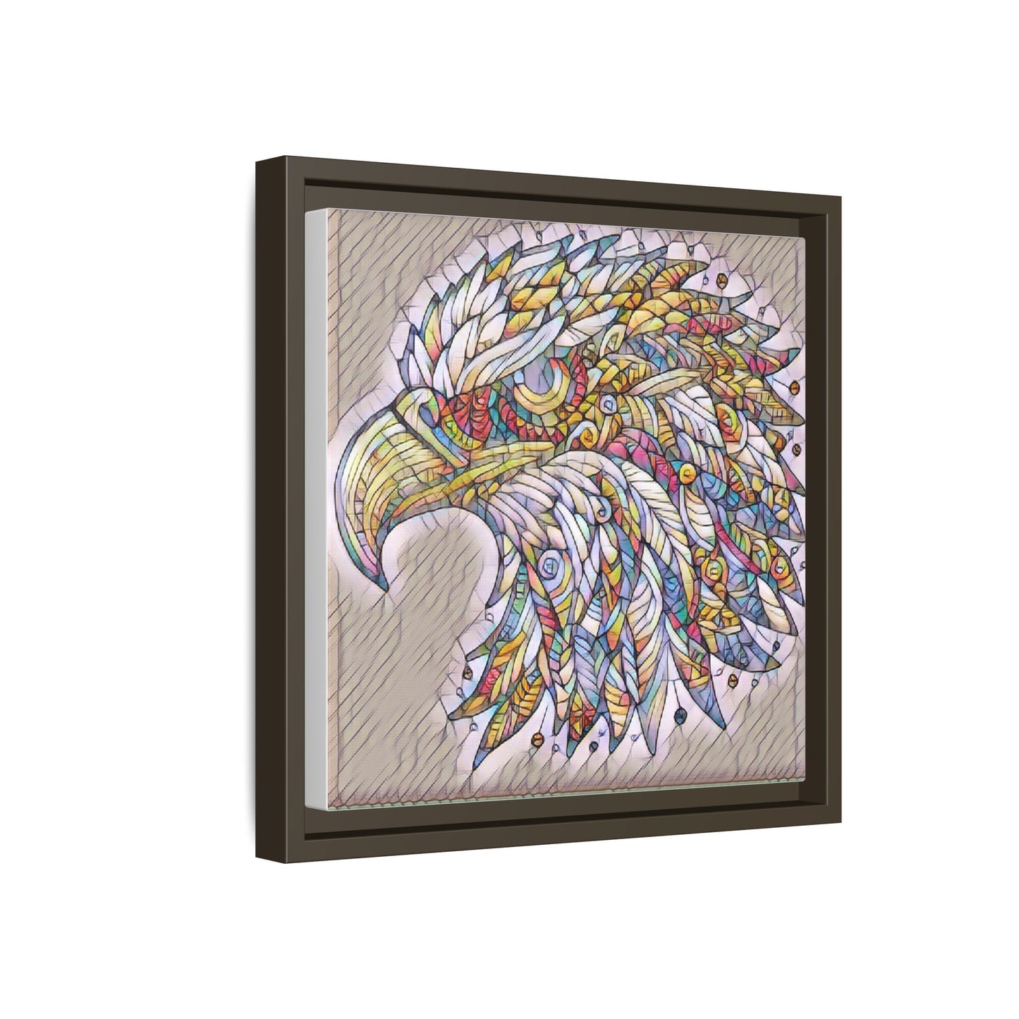 Colorful Eagle Head Matte Framed Canvas Art