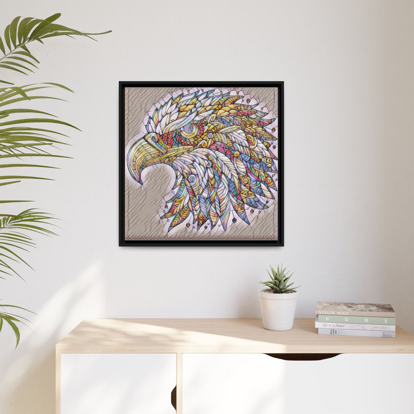 Colorful Eagle Head Matte Framed Canvas Art
