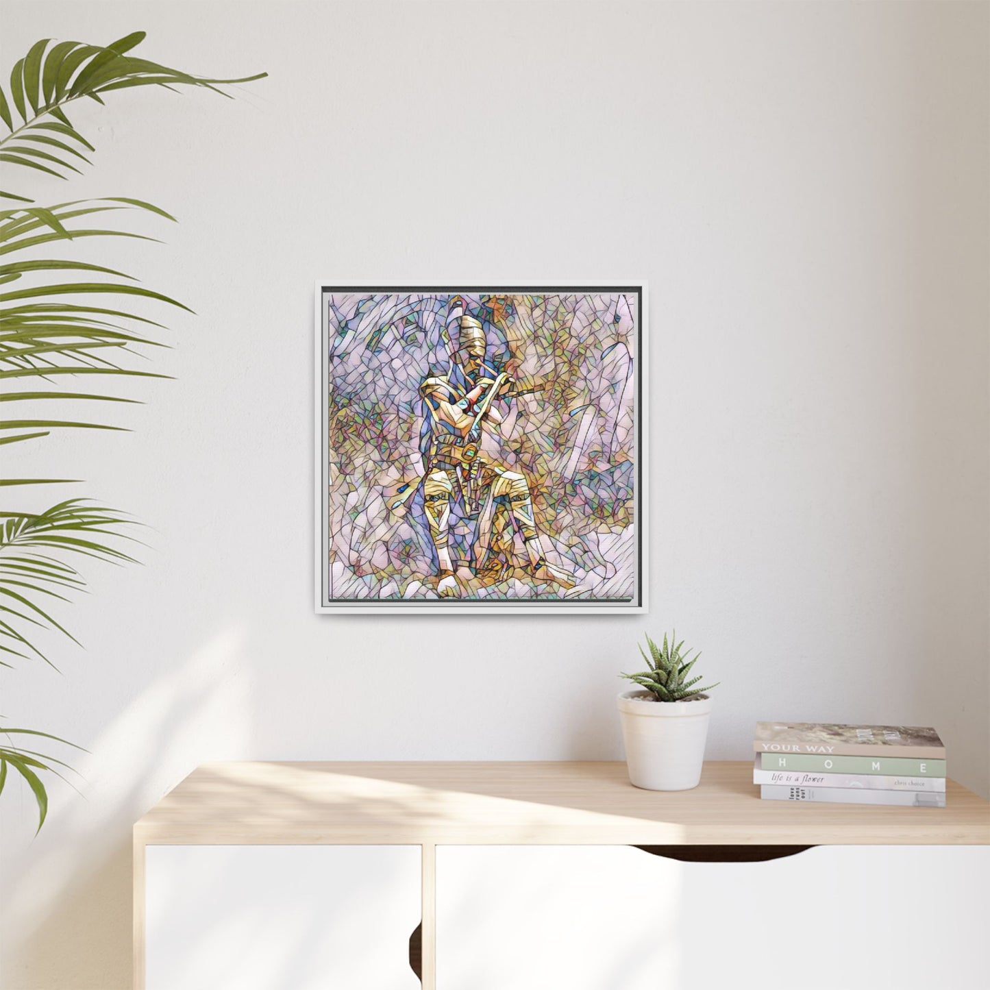 Framed Matte Canvas - Stained Glass Knight Artwork