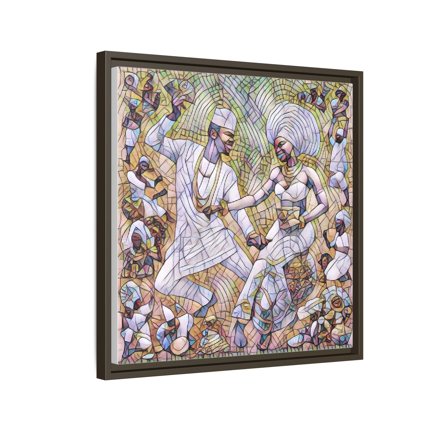 Afrobeat Celebration Matte Framed Canvas — Vibrant Dancers Wall Art