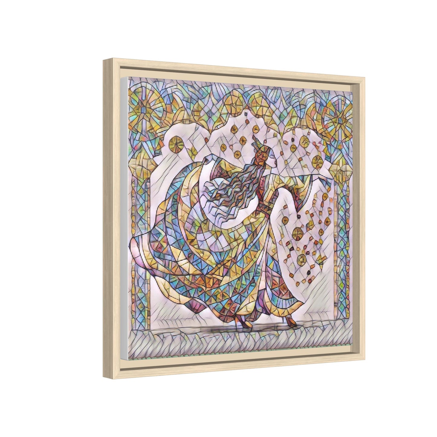 Stained Glass Dancing Dervish Framed Canvas Art