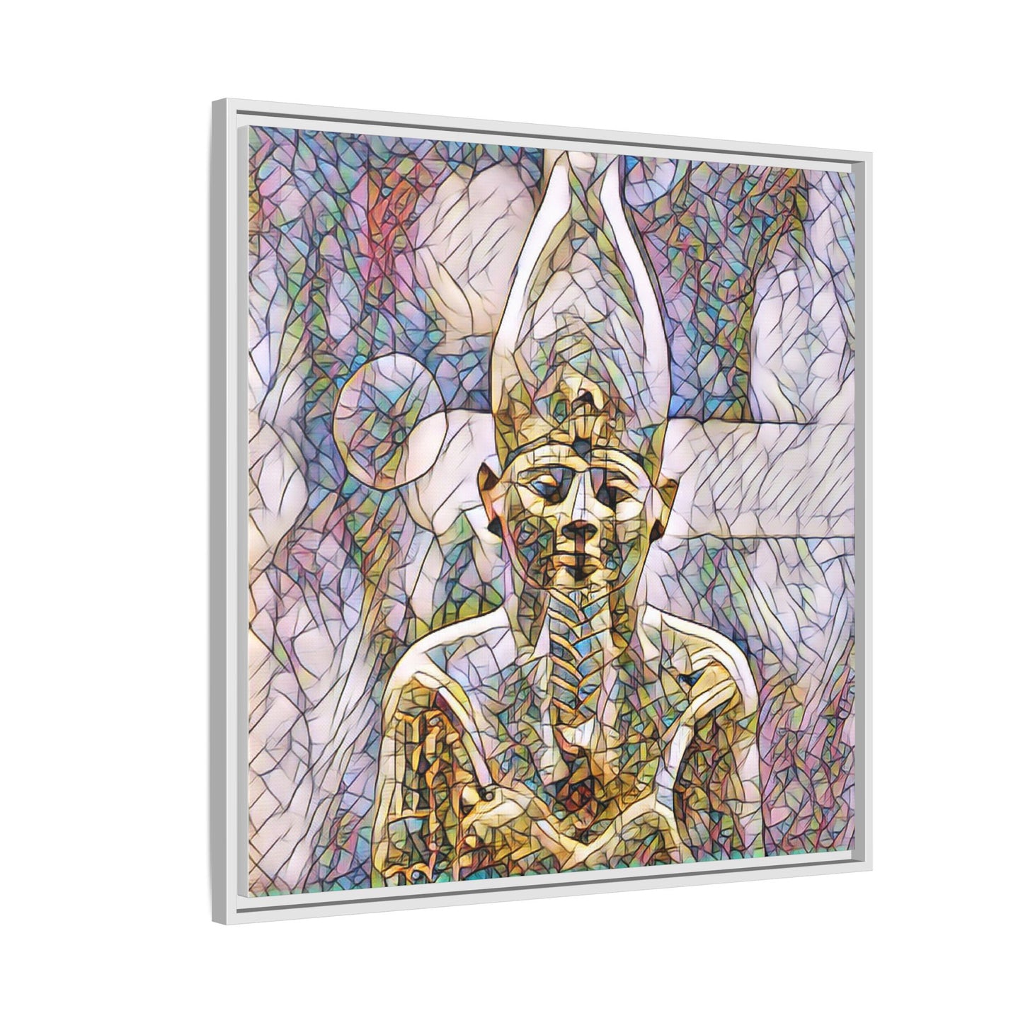 Egyptian Pharaoh Stained-Glass Style Matte Canvas Print, Framed