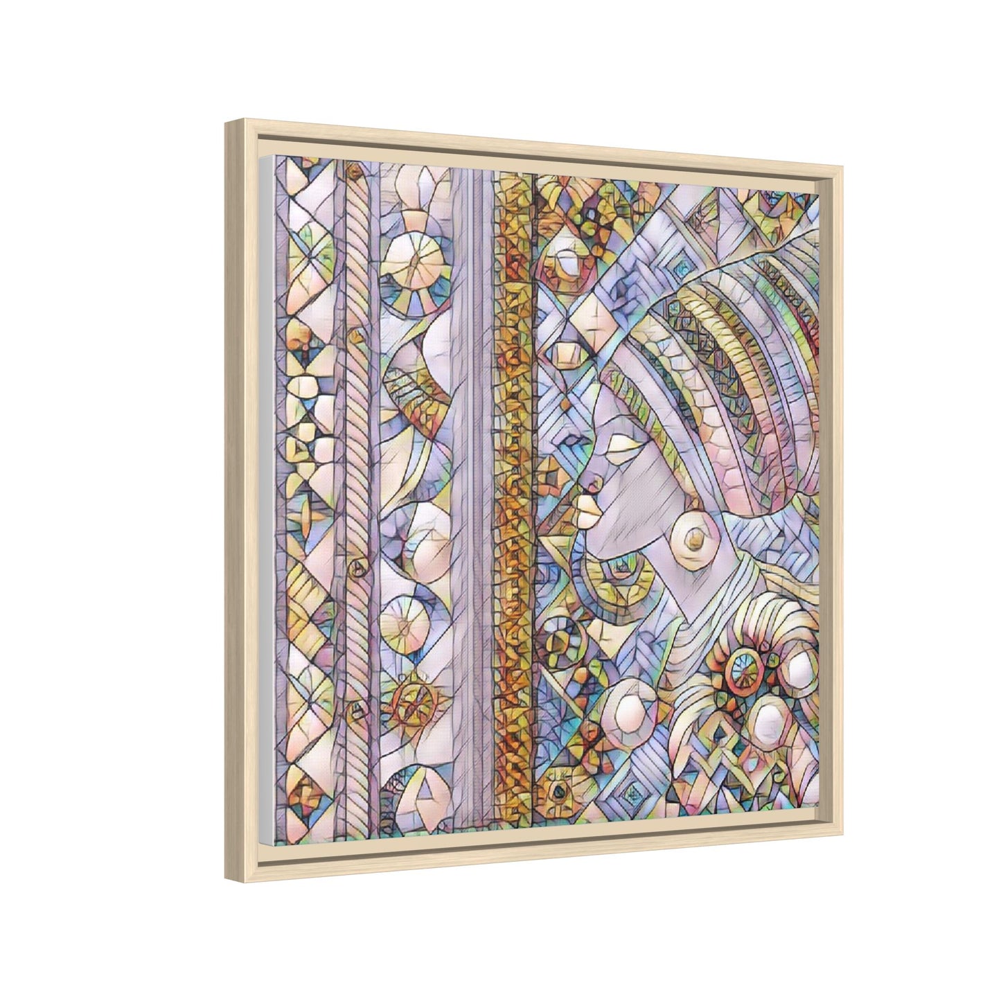 Afrocentric Stained-Glass Portrait Matte Framed Canvas