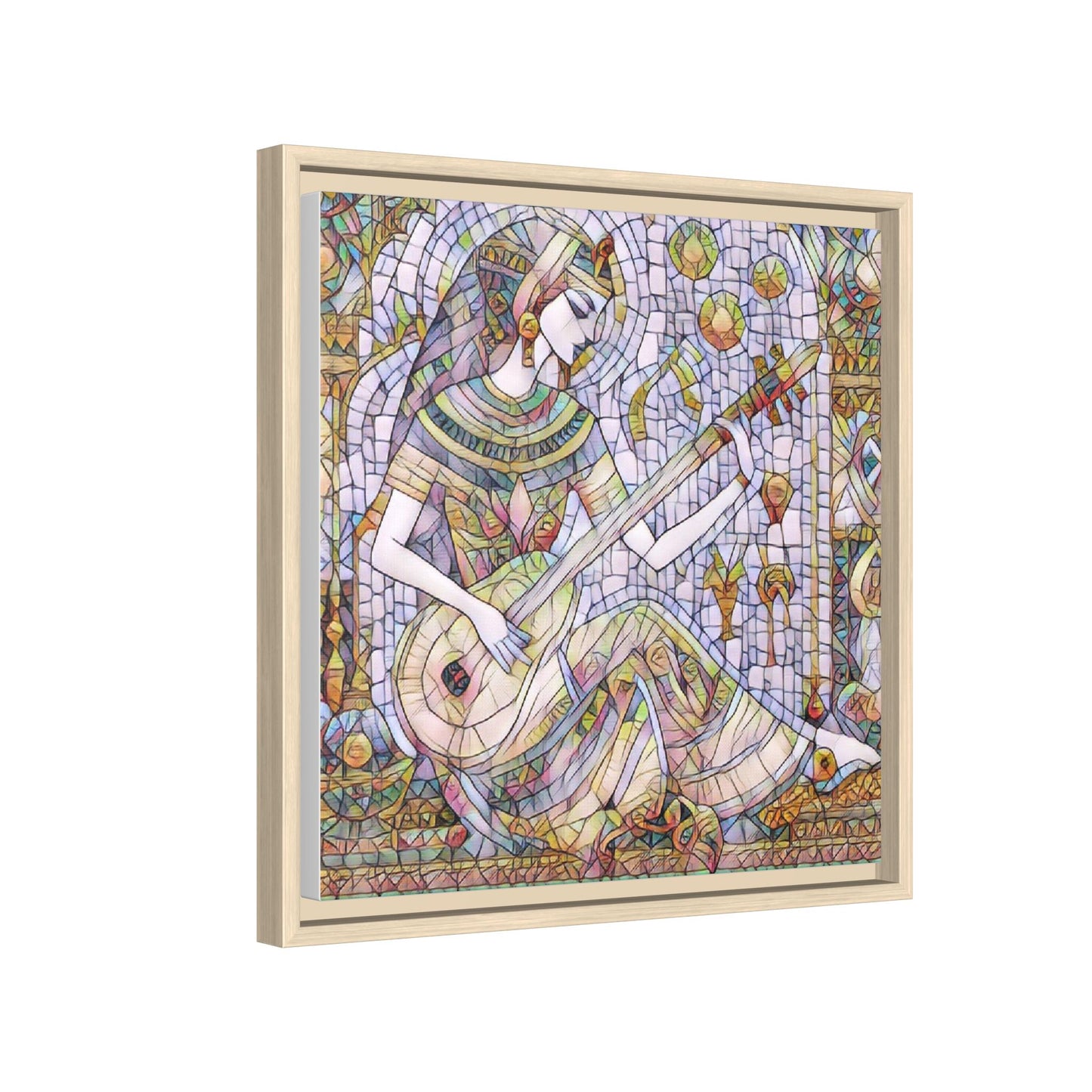 Egyptian Muse Mosaic Matte Canvas Framed Wall Art