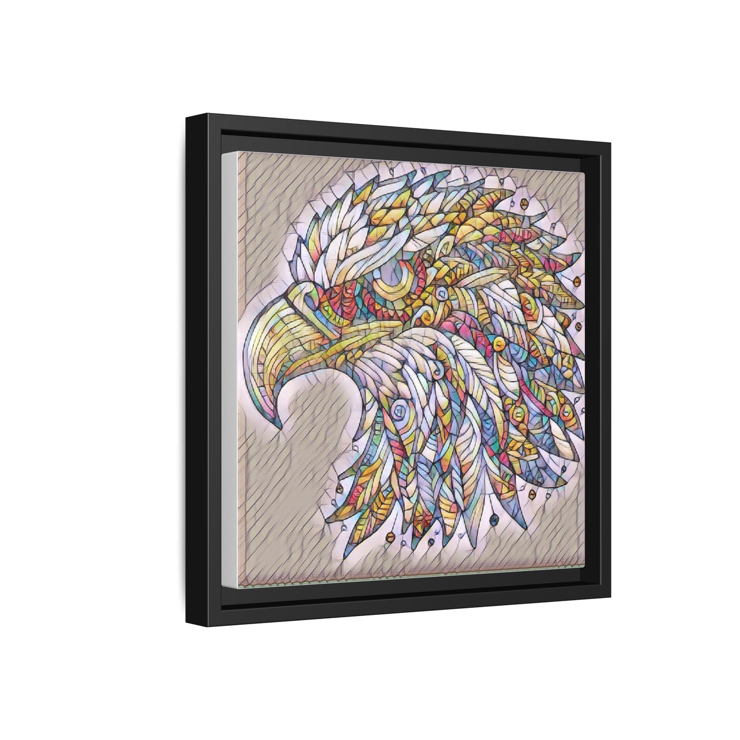 Colorful Eagle Head Matte Framed Canvas Art