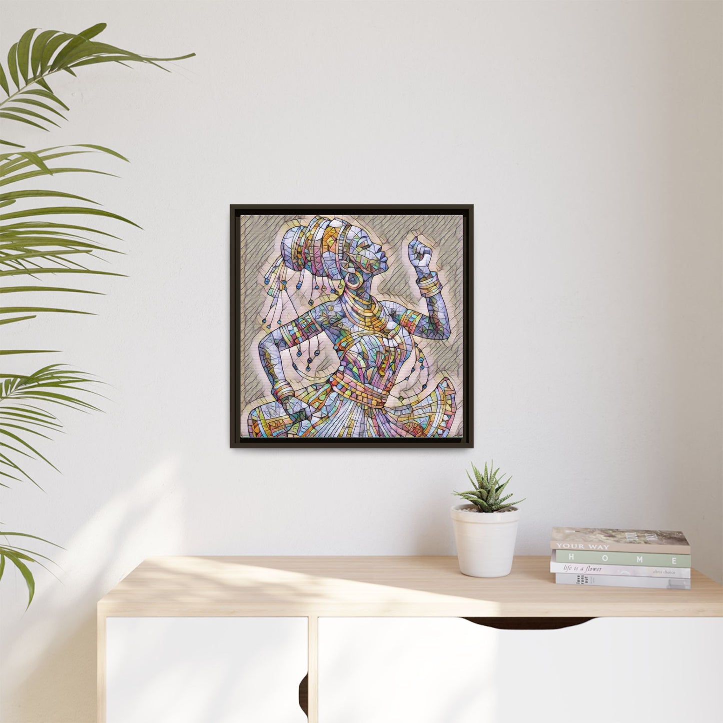 Framed Canvas Art — Colorful Mosaic Dancer