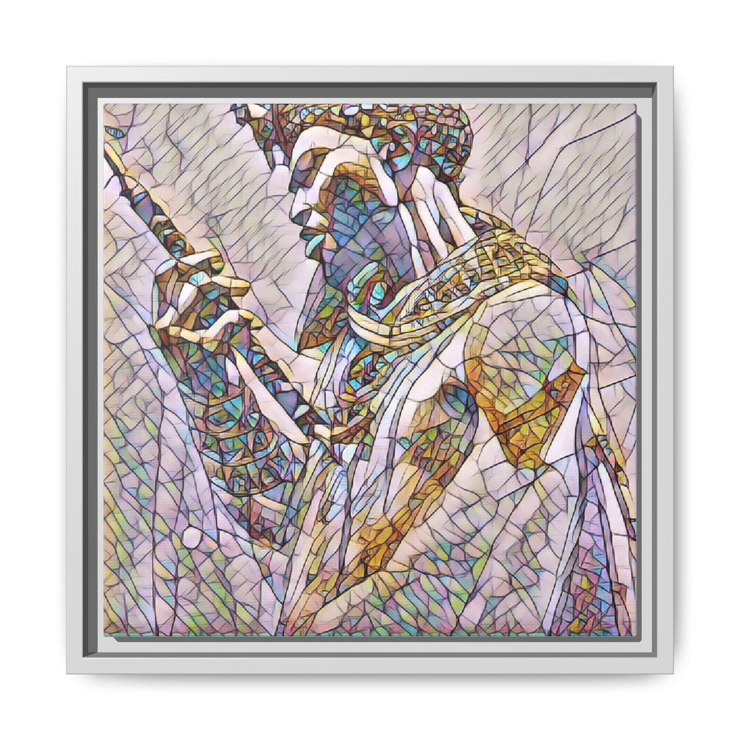 Egyptian Pharaoh Stained Glass Art — Framed Matte Canvas