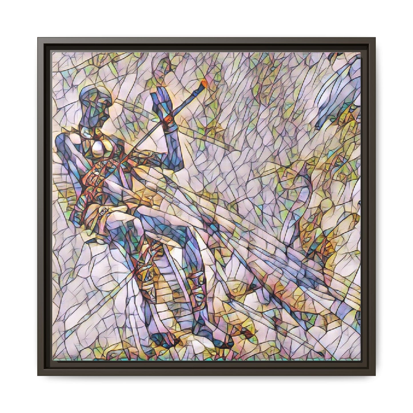 Abstract Stained-Glass Warrior Framed Canvas
