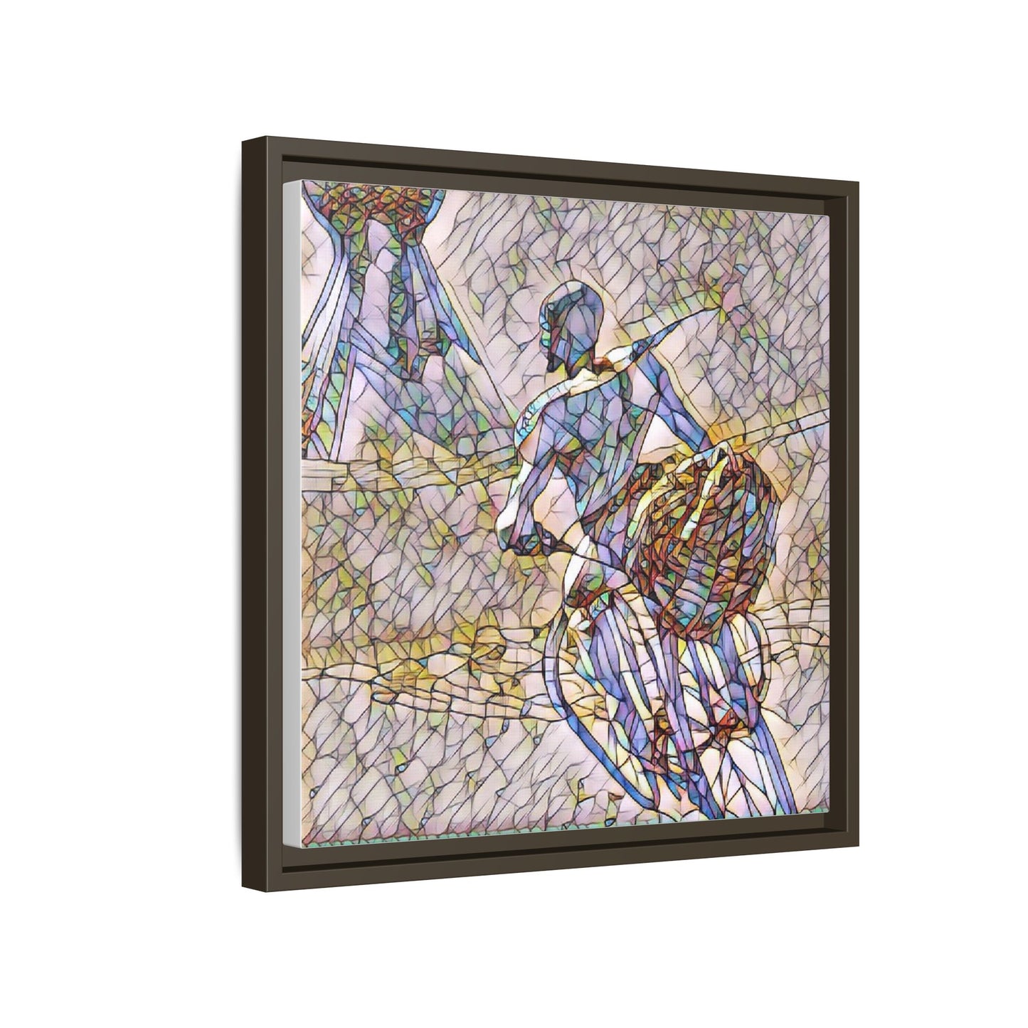Abstract Stained-Glass Warrior Matte Framed Canvas