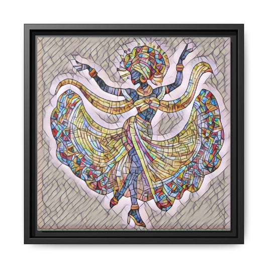 Colorful Mosaic Dancer Framed Canvas Art